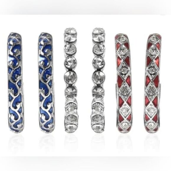 Set of 3 Austrian Crystal Criss Cross Earrings - Picture 4 of 16